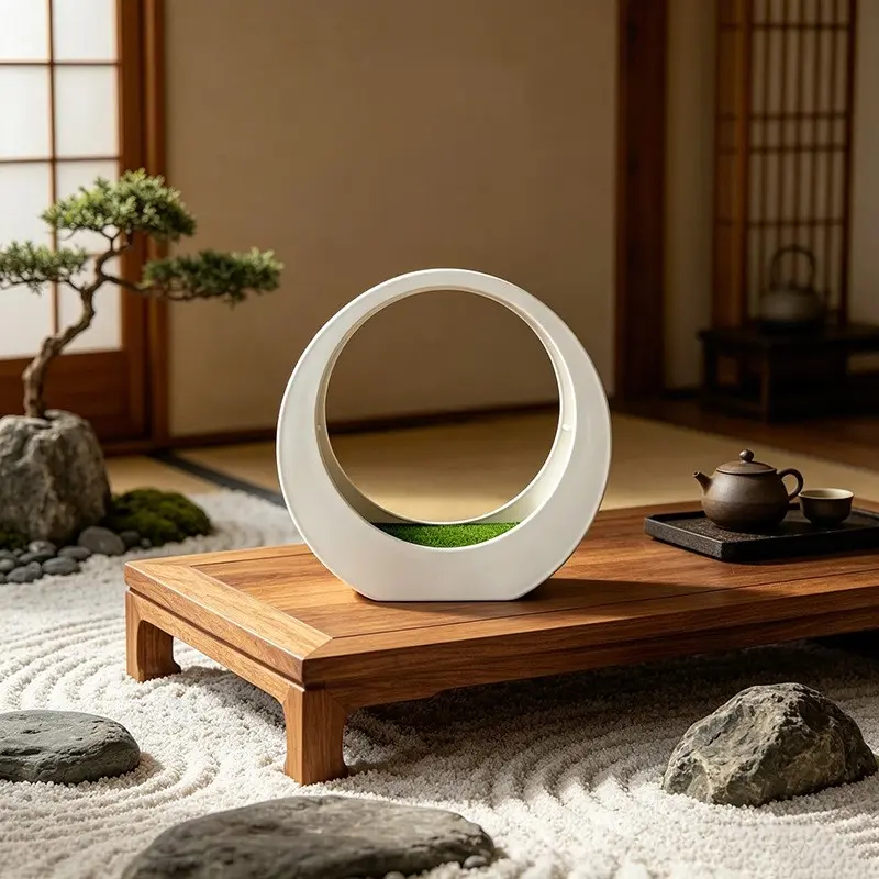1pcs Ceramic Look Plastic Moon Box Planter, Living Room Indoor Desktop Floral Arrangement, Realistic Miniature Garden Pot