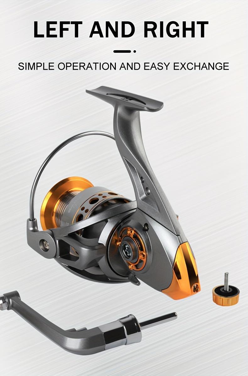 Spinning Fishing Reel Made of Aluminum Alloy with a Gear Ratio of 5.2:1, Suitable for DC 1000-7000 Series, Featuring a Maximum Drag of 26LB, Designed for Both Freshwater And Saltwater Use