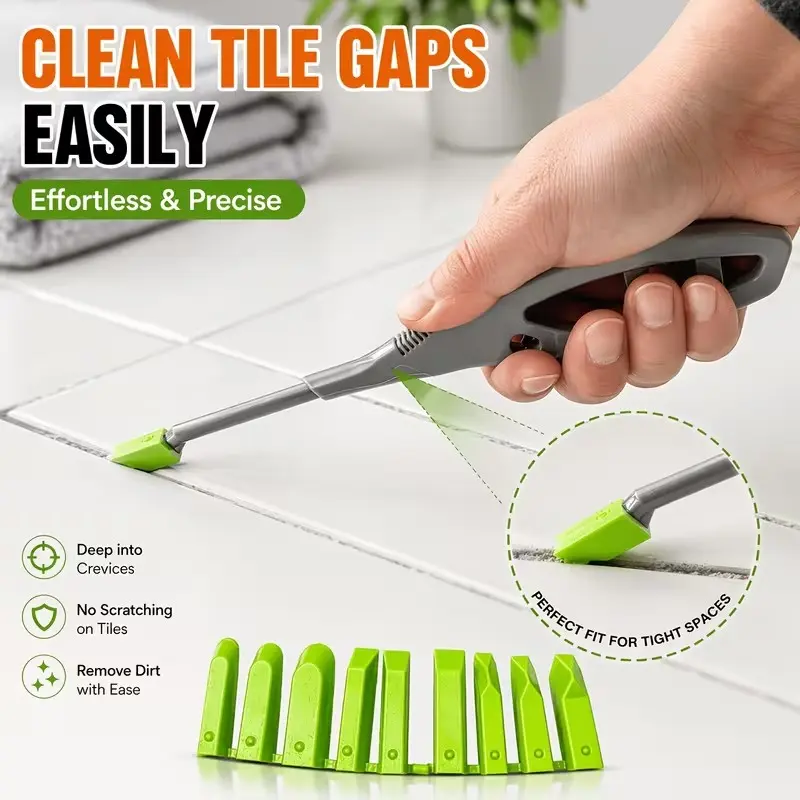 Multi-Angle Sealant Scraper, Effortless Plastic Grout Tool, Tile Gap Remover, Bathroom Kitchen Floor Tile Filler Kit, Industrial Grout Gun Accessory, Non-Electric