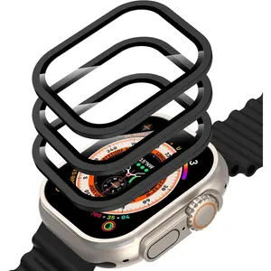3 Pack Screen Protector Compatible with  Watch Ultra 3/2/1 49 mm (2025/2024/2023/2022), Tempered Glass Film with  Alloy Frame [Scratch Resistant], Black