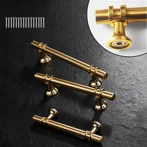 20 Pack Stainless Steel Cabinet Door Handles - Gold Modern Bar Style Wardrobe/Cabinet Hardware, Heavy Duty Polished Gold Pulls, Easy to Install (No DrillingHardware Included), Suitable for Bathroom, Vanity Doors (Gold)