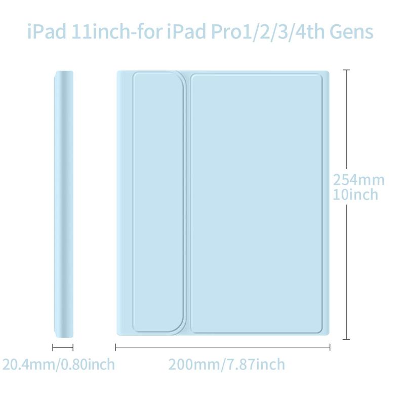 Detachable Wireless Keyboard with Case & Pencil Holder, 1 Set Strong Magnetic Keyboard, Stand Folio Keyboard Case with Adjustable Stand, Foldable Tablet Keyboard for iPad Pro 1/2/3/4th