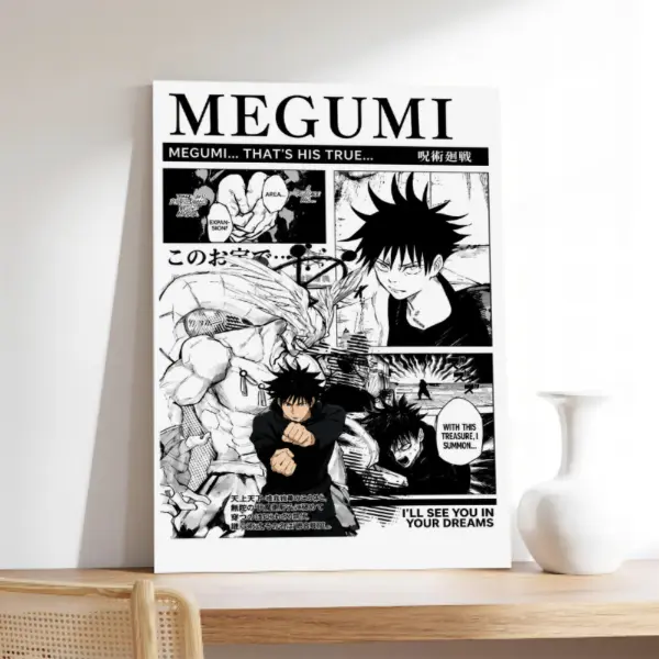 Megumi Poster Vintage Anime Aesthetic JJK Mahoraga Print jjk manga artwork minimalist vintage anime poster Anime Poster Wall Art Print otaku room decor anime wall art canvas wall art print room decor gift