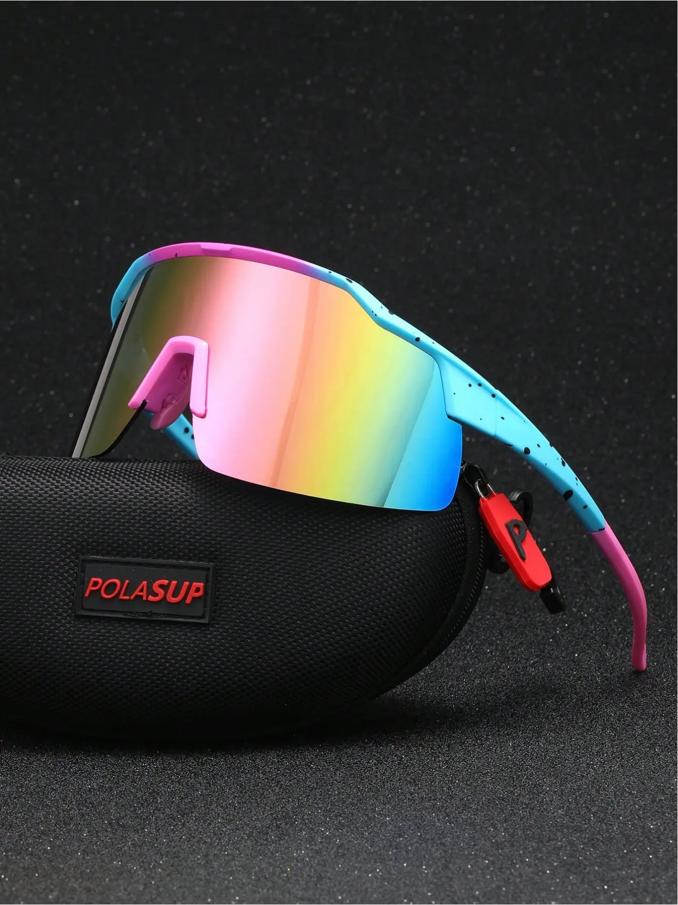 1pc Men's Ink-Splash 12-Layer Vacuum Coating Extra-Large Ultra-Light Multi-Color Tie-Dye Cycling Outdoor Windproof and UV-Resistant Casual Sun-Shading Fashion Glasses with TR90 Silicone Non-Slip Temples and Rubber TPU Soft Nose Pads