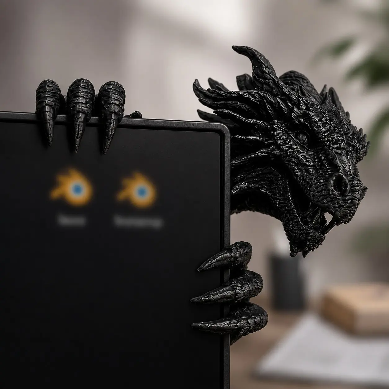 Dragon Ornament for Monitor, 3D Printed Dragon Head Sculpture, Office Bookshelf Decor, Creative Gift for Men, Computer Desk Accessory
