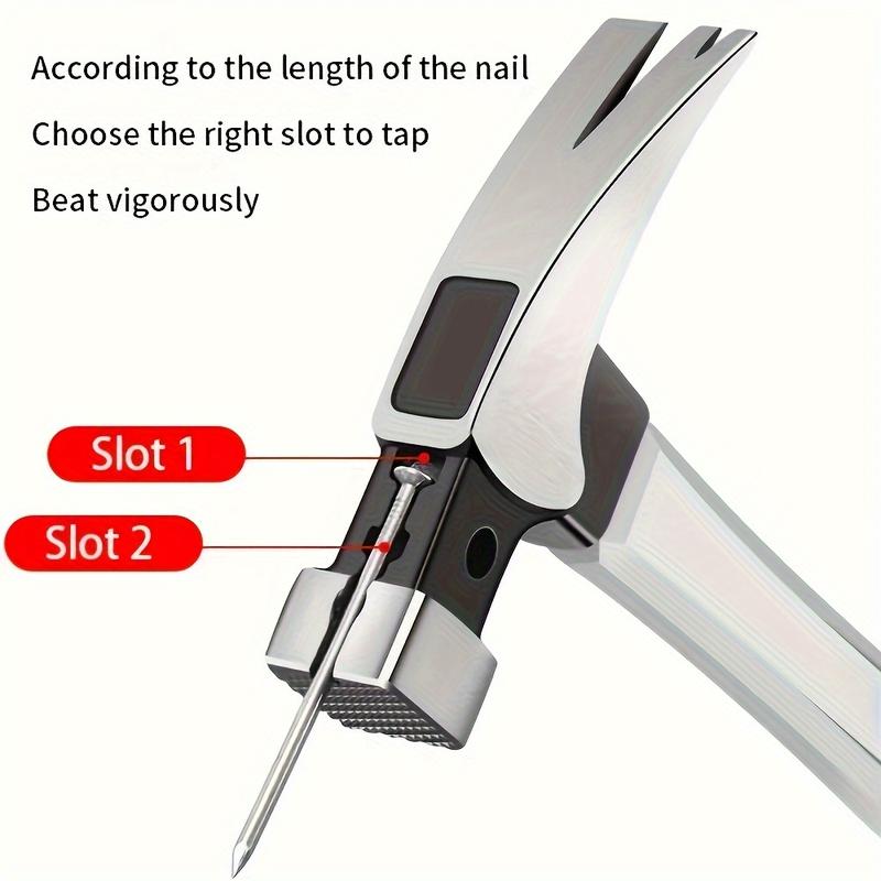 2-in-1 High Carbon Steel Claw Hammer with Nail Puller - Double Groove Design, Round Head Safety - Ideal for Home, Industrial, and Emergency Use, Portable for Carpentry and Camping