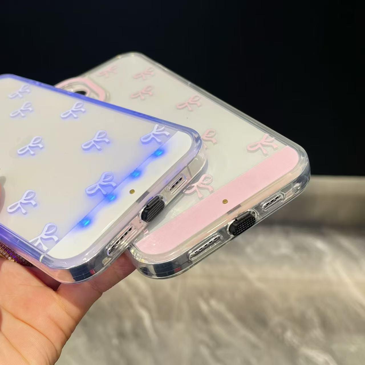 Butterfly Bow Design Phone Case for iPhone 17 & 16 Sound-Activated Call Notification Pink White Influencer Favorite Charming Design