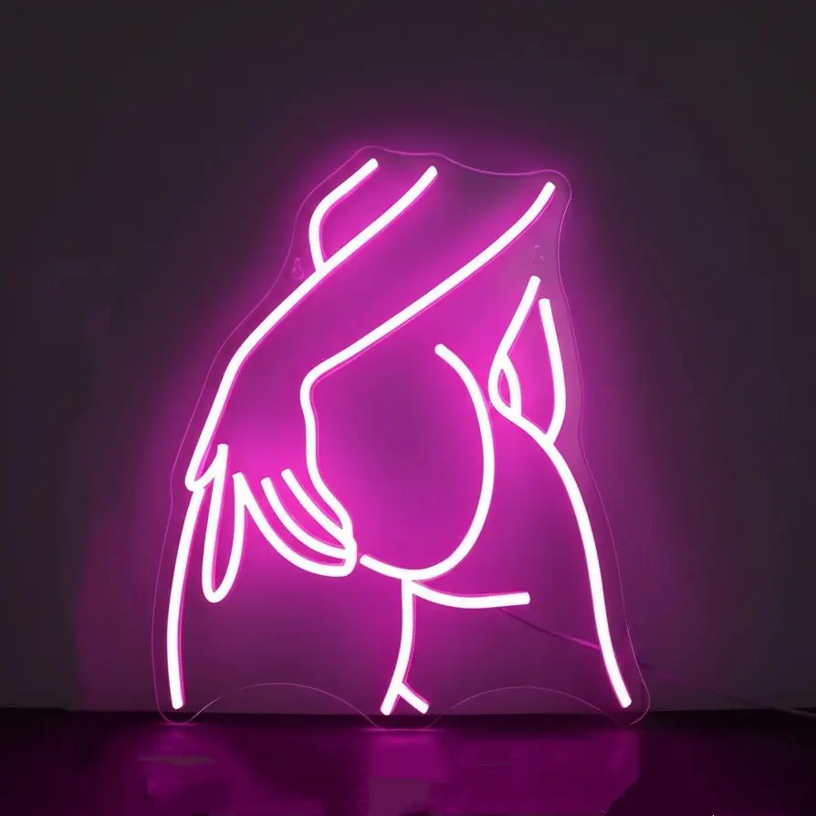 Pretty Ladies Body Decorative Neon Sign, Woman Body Neon Light, Lady Buttocks Neon Sign, Aesthetic Line, Size 38.5*29cm/15.16*11.42in
