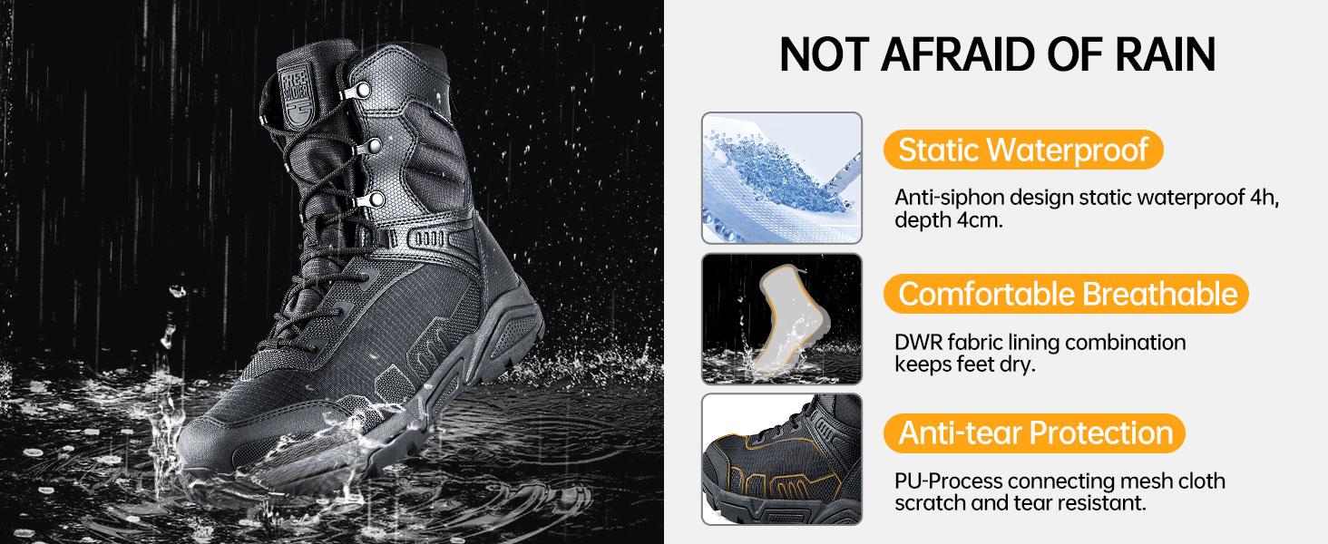FREE SOLDIER Men's Military Tactical Boots Waterproof Hiking Work Boots Durable Combat Boots