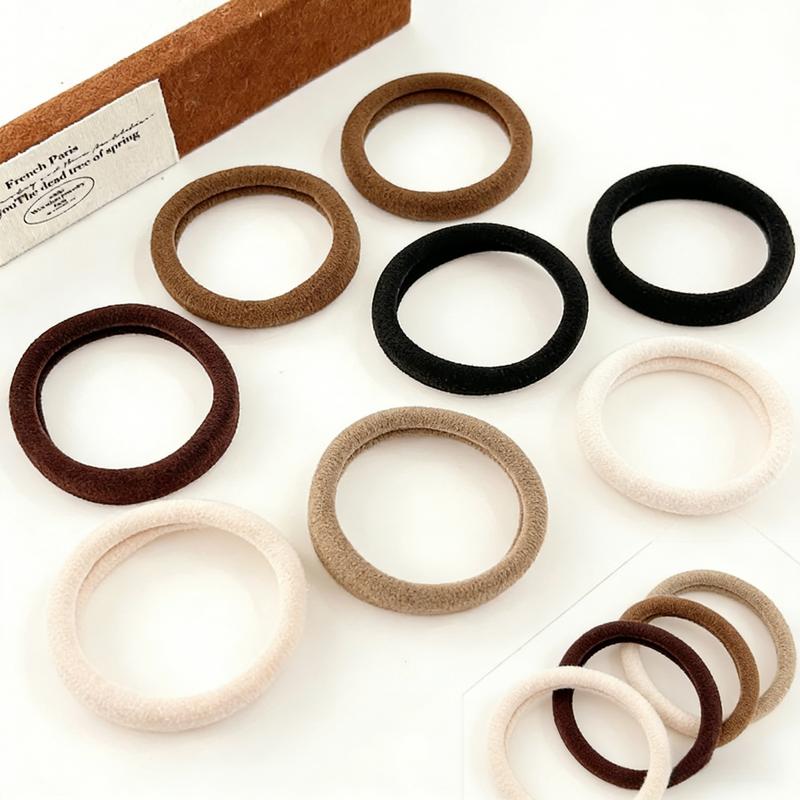10-Piece Seamless Thickened Elastic Hair Ties, Cotton Crease-Free Bands for All Hair Types, Women's Hair Accessories Ideal Gift 10-Piece Seamless Thickened Elastic Hair Ties, Cotton Crease-Free Bands for All Hair Types, Women's Hair Accessories Ideal Gift