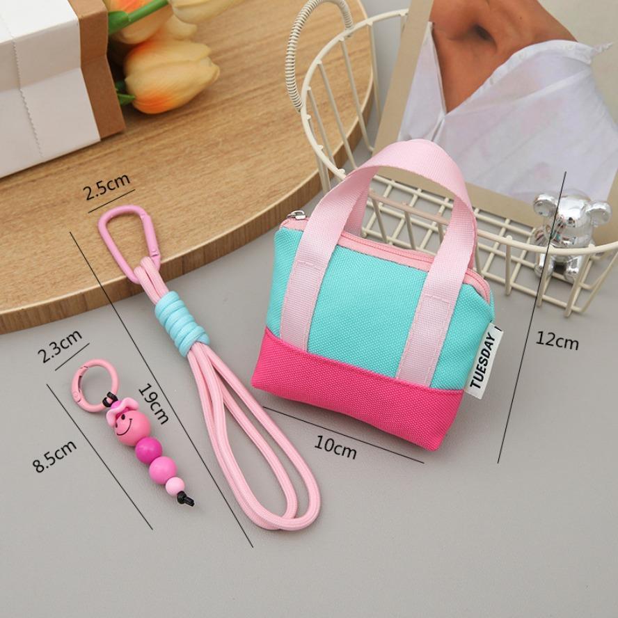 Dopamine Pink Mini Handbag, Multifunctional Purse with Coin & Card Holder Storage