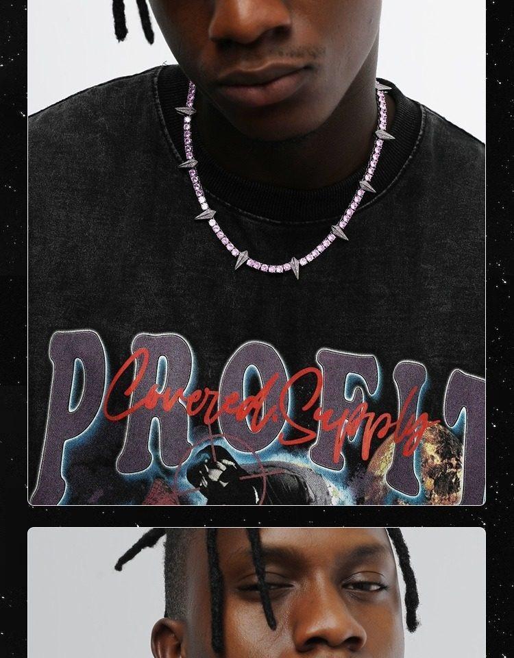 [ICE HUE]18K Gold Vacuum Plated Copper with 5A+ Sri Lanka Zircon Black SpikeNecklace Miami Italy Mexico & Micro Inspired for Women & Men Luxury Jewelry,Daily Wear,Casual Fashion,Gift Idea,,Classic,Minimalist,Simple,Sporty Style