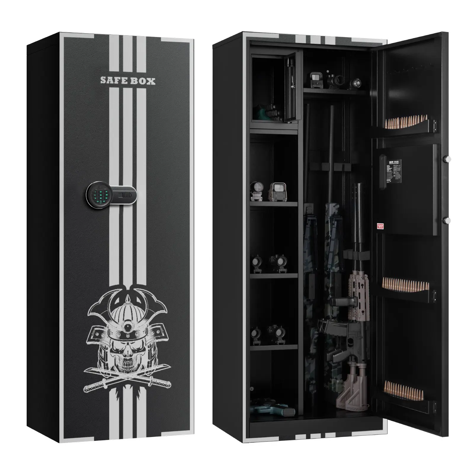 【Summerfinds】VEVOR 4 Gun Safe, Long Gun Cabinet for Rifles and Pistols, Quick Access Rifle Safe with 3 Ammo Slots and 2 Adjustable Racks, Large Digital Cabinet with Key and Password Lock