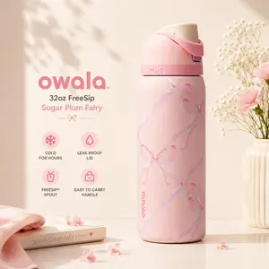 Owala 32oz FreeSip Sugar Plum Fairy Water Bottle – Leak Proof Insulated Stainless Steel Tumbler, BPA Free