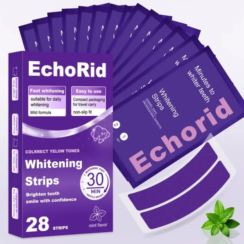 Teeth Whitening Strips - Teeth Whitener, Teeth Brightening Strips, 14 Pairs/28 Pieces, Safe for Enamel, Non-Sensitive, Gentle, Mint Flavor, Home Use, Quick Results, Easy to Carry