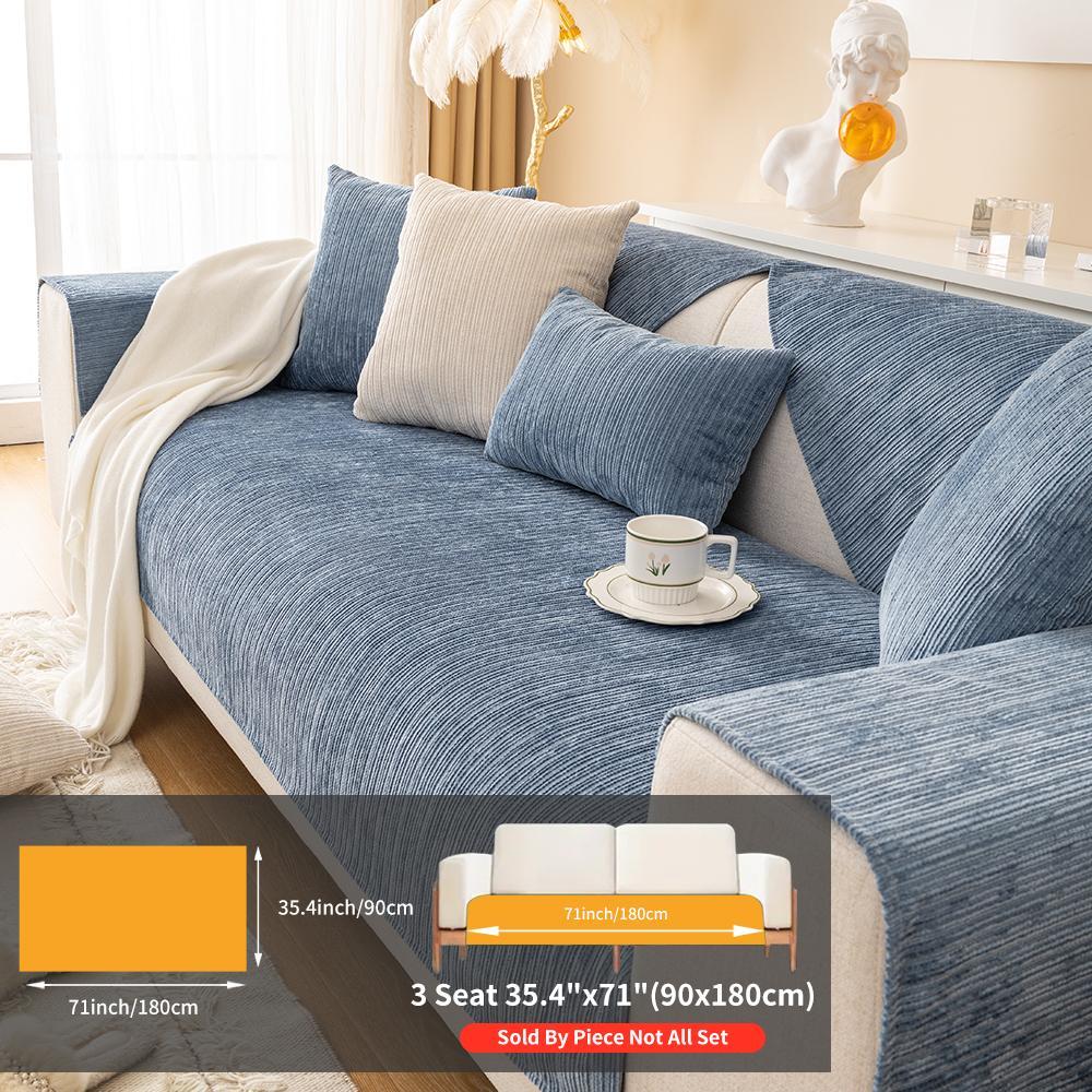 Solid Color Jacquard Chenille Sofa Cover, Jacquard Couch Covers, Non-Slip Sofa Slipcover Protector for Home & Living Room, Fits 1- to 4-Seat Sofas, Sofa Couch Cover