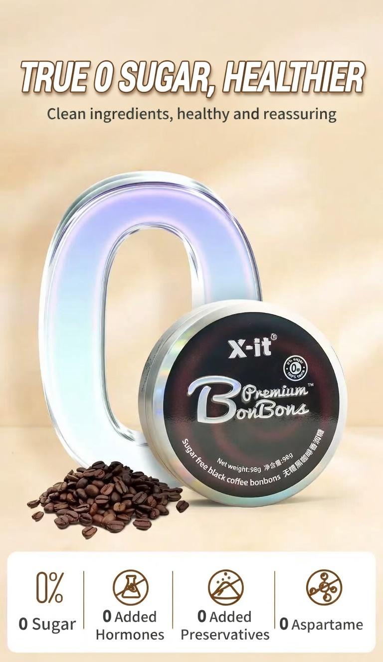 X-it Sugar-free Iced Coffee Candy 98g, Helps Wake You Up When Driving, Rich in VC, Mint Throat Drops, Snack Packaged 98g
