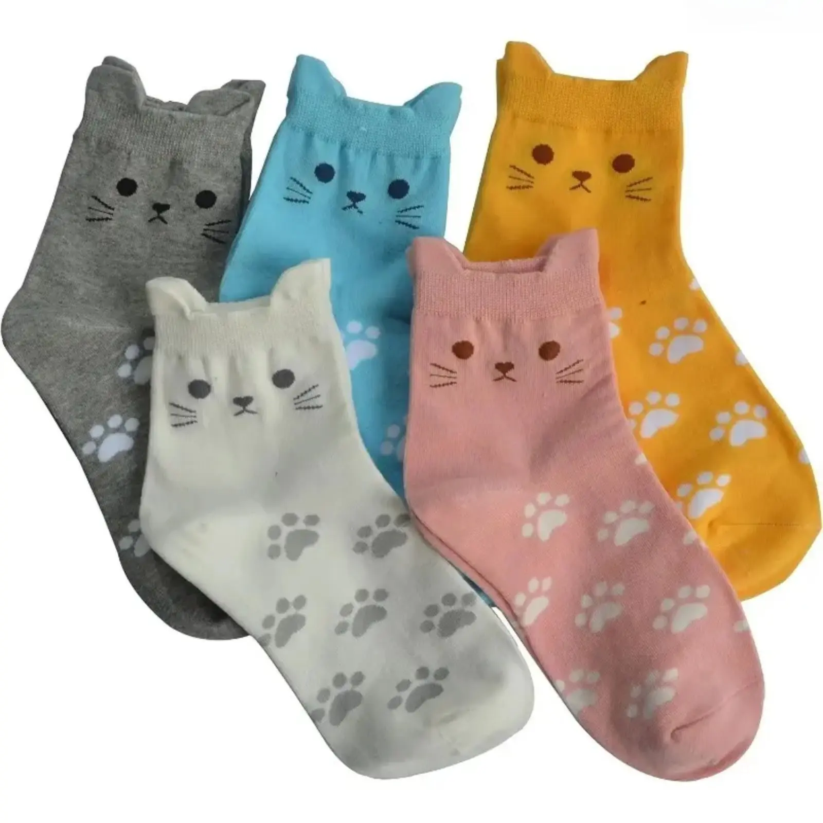 Women's 2026 Cute Animal Print Cotton Socks (5 Pairs) - Cat, Dog, Owl Designs, Moisture-Wicking, Lightweight, US Size 5-8.5, Comfort Foot Accessories, Lovely Gift for Her
