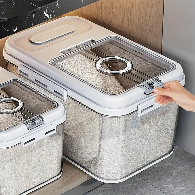 Large Capacity Grain Storage Jar 2.85gal, Rice Bucket Home Rice Jar Insect-Proof Moisture-Proof Sealed Durable Storage Organizer Surface Powder Storage Jar Rice Storage Box Food Grade Rice Noodle Container