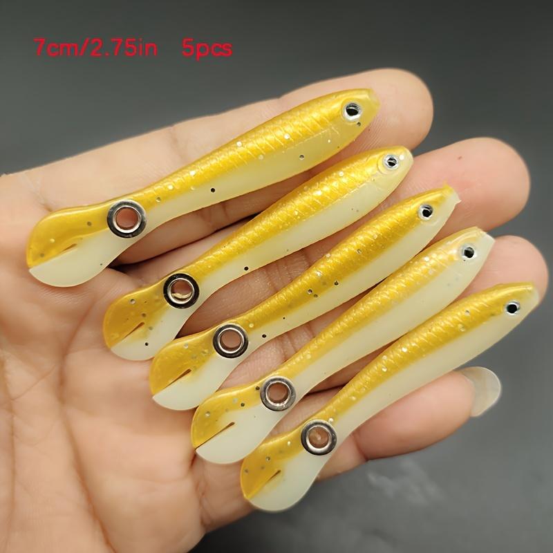 7cm/10cm 5pcs Mud Loach Bionic False Bait Roadside Throwing Tail Fish Soft Bait Freshwater Pufferfish Bass Black Fish Catfish Soft Insect Soft Fish Bait
