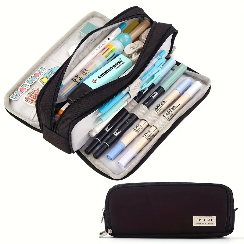 Fashionable Multi-Layer Oxford Pen Case, Unisex Large Capacity Organizer, Durable Material for Office and School Essentials