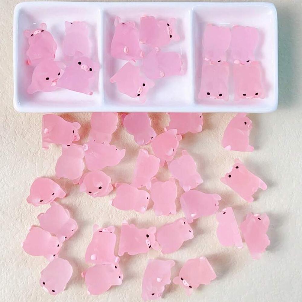 30pc/1Box Luminous Pig Design Glow in The Dark Creative Mini Pink Pig Miniature for Garden Landscape Home Decoration Accessories