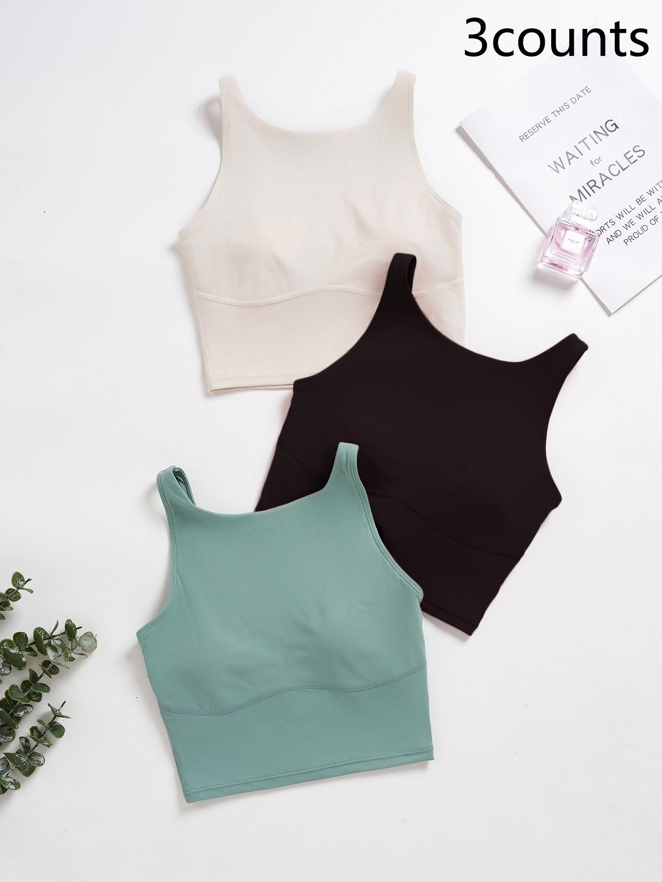 Women's Solid Color Crop Yoga Sports Bra, Breathable Comfortable Sports Bra, Ladies Sportswear for Indoor Outdoor Wear