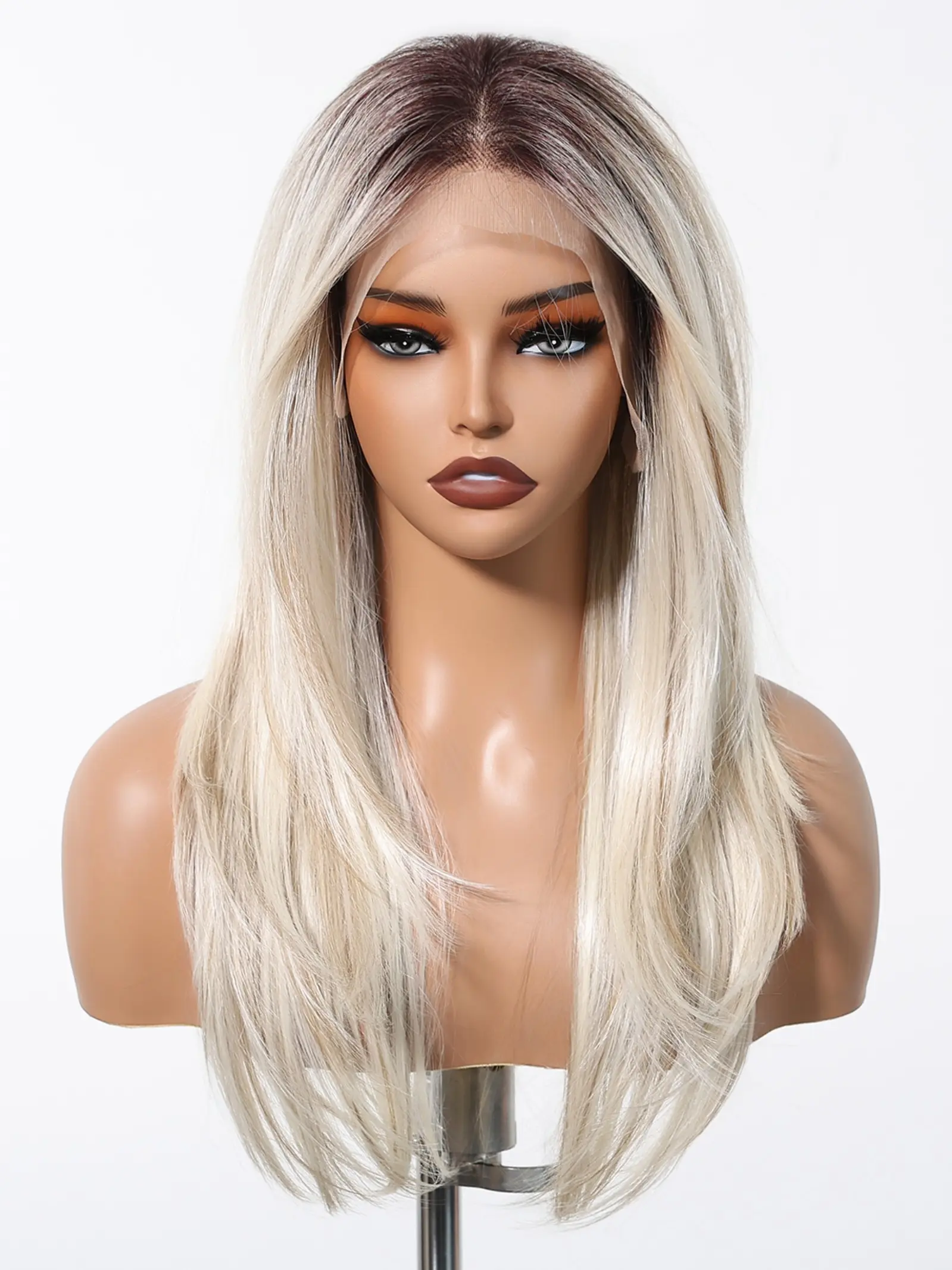 13x6 Blonde Platinum Lace Front Wig, Straight Synthetic Fiber, Comfortable Fit, Natural Look, Ideal for Daily Use, Daily Wear Wig, All Seasons