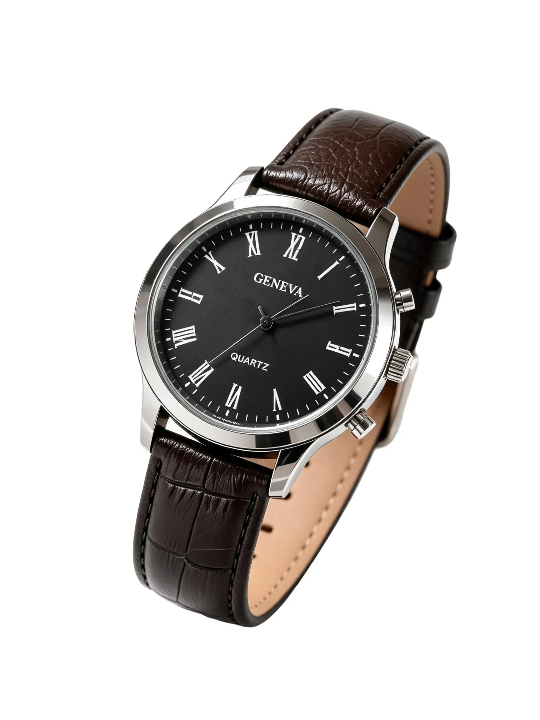 Geneva Simple Roman Numeral Quartz Watch, Unisex Ultra-Thin Leather Strap, Casual Business Watch, Perfect Gift for All Occasions