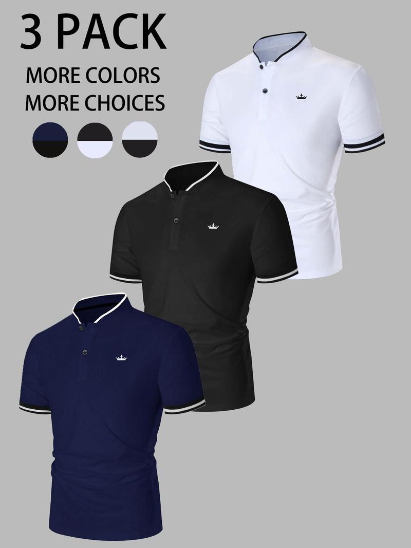 Men's Colorblock Short Sleeve Polo Shirt, Polo Tees, Regular Fit Casual Fashion Comfy Top for Summer, Men's Clothes for Daily Wear, Gamis