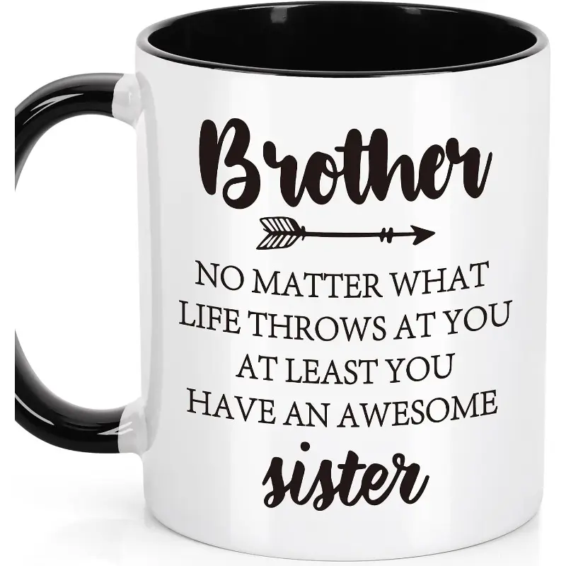 Brother Gifts Funny Easter Basket Essentials Stuffers for Him, Best Adult Half Little Big Cousin Brother Gift for Birthday Fathers Day Wedding Graduation Christmas or Valentines, Ceramic Mug 11Oz