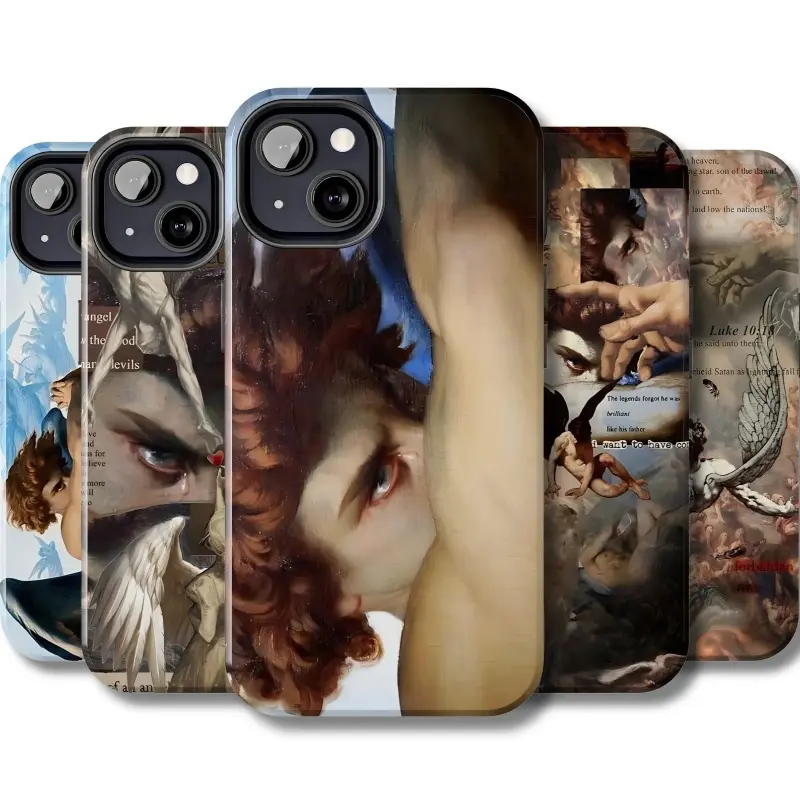 Phone case featuring the artistic style of Alexandre Cabanel's masterpiece *The Fallen Angel*; compatible with iPhone 11–17 Pro Max/Plus and Samsung Galaxy S23–S25 series.