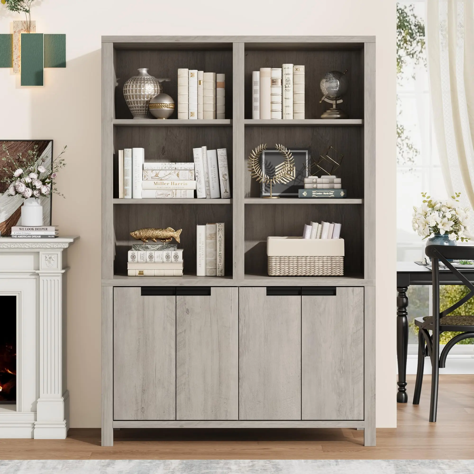 74.5" Tall Bookshelf with Double Storage, Extra Large Bookshelf, 6-Tier Double Wide Bookshelves w/ 12 Cubbies, Wide Freestanding Bookcases for Office