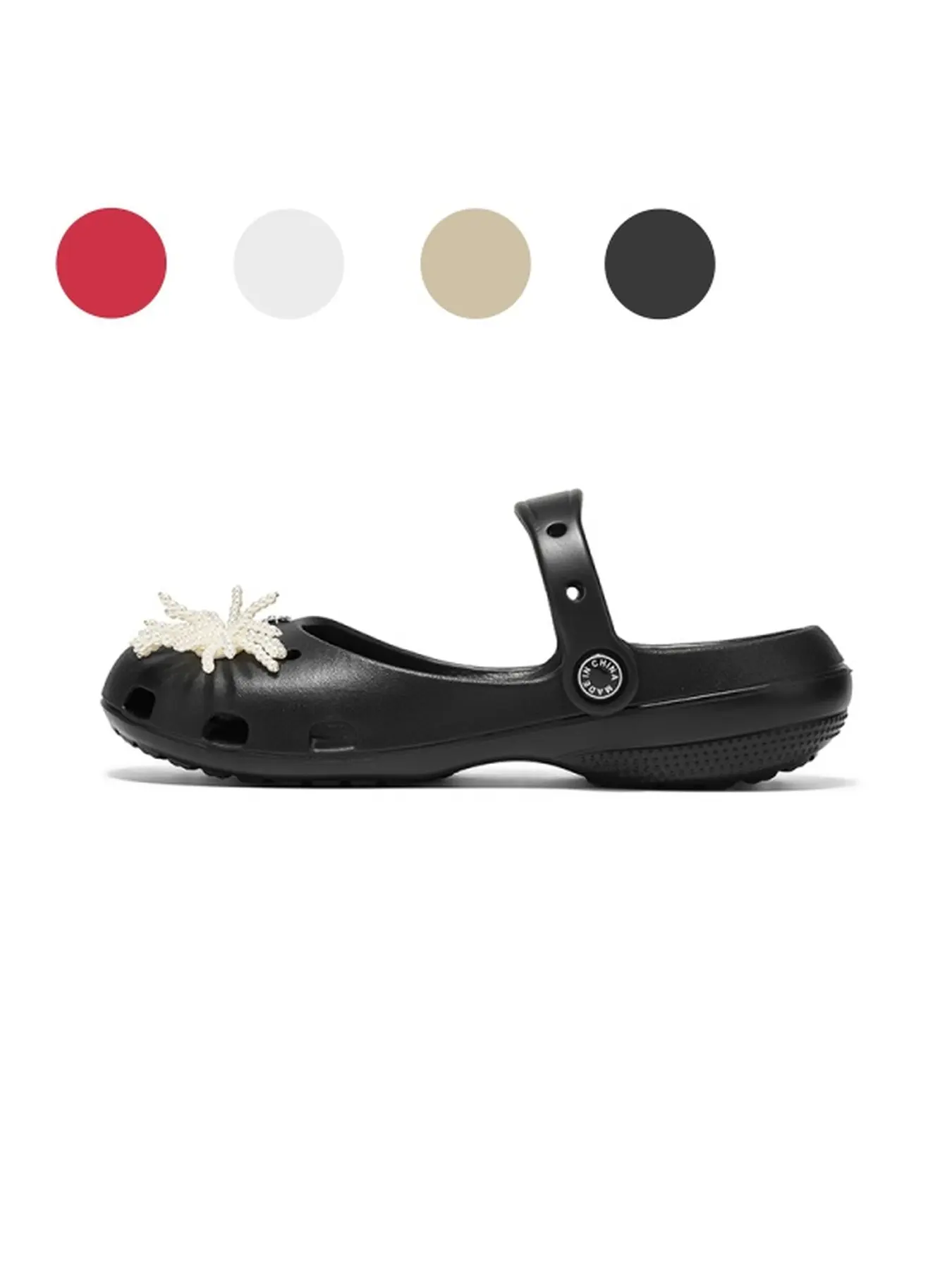 Mary Jane Sandals Women, Rotatable Buckle, Eva Soft Sole, Rhinestone Bow, Pearl Saturn, DIY Shoe Flower, Casual Beach Shoes