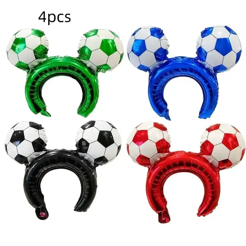 4-Pack Soccer Ball Balloon Hairbands, Cute Party Accessories, Sports Theme Party, Birthday, Game Day, Cheer Supplies, Multi-Color Options, Party Decorations