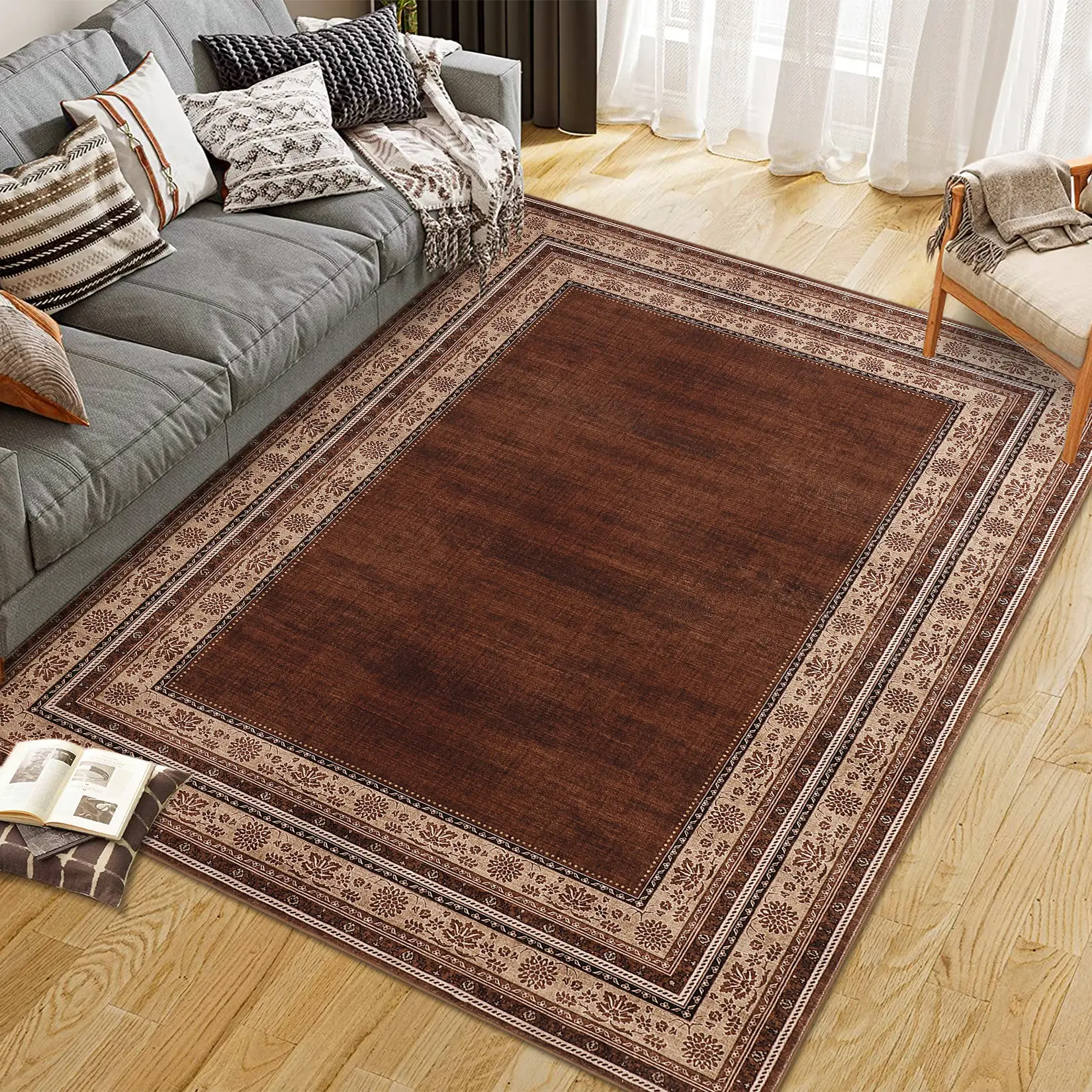 Modern Non-Slip Area Rug - Large Indoor Floor Carpets, Non Slip & Fade Resistant Foldable Mats for Hallway, Entryway