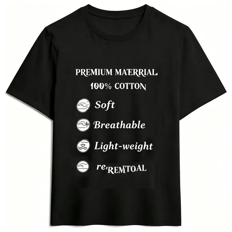 Men's Casual Short-Sleeve Crew Neck Stylish T-Shirt - Menswear Top with After-Sale Warranty Extension Certificate, Polishes Daily Outfits