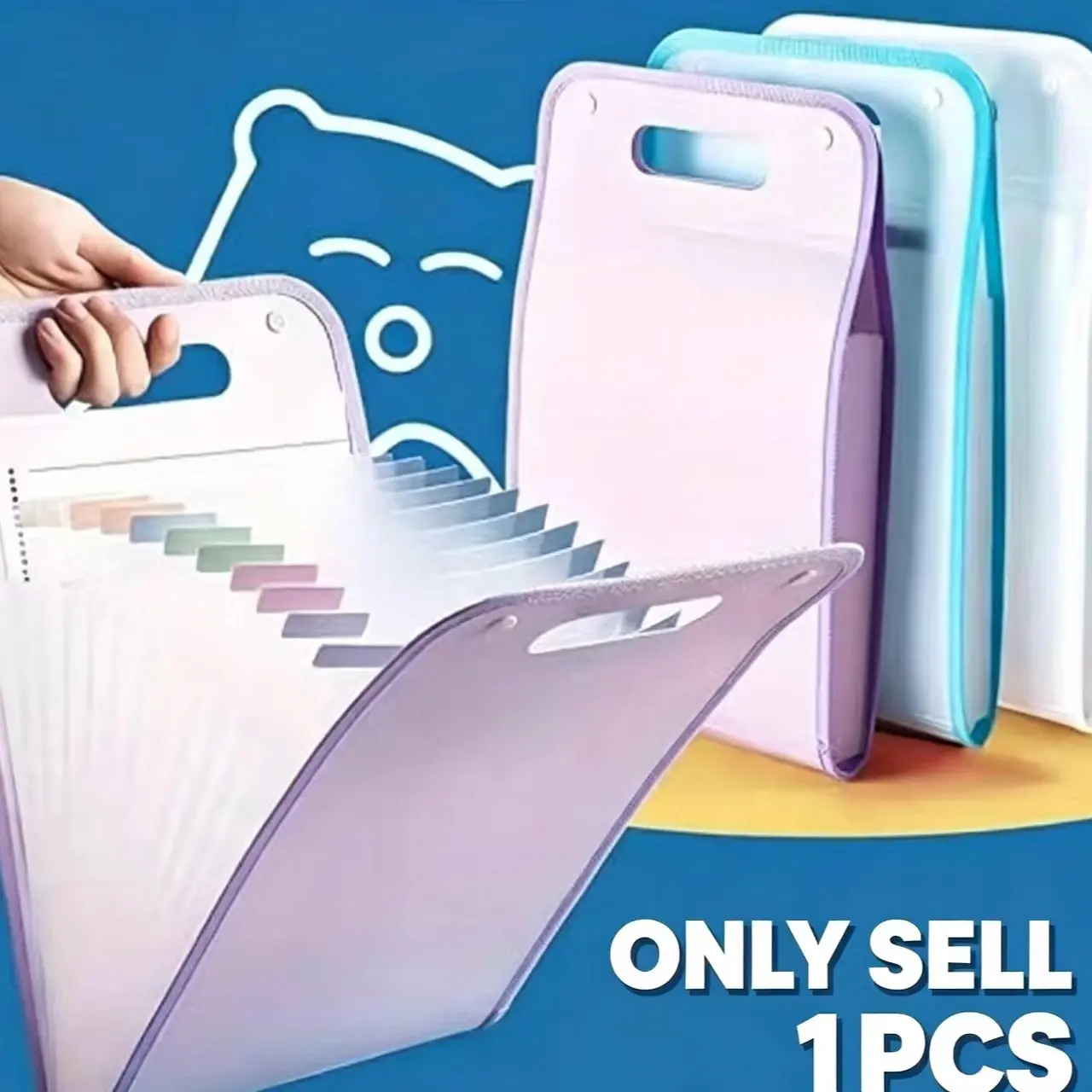 13 Pocket File Folders Portable A4 Letter Size Macaron Color Accordian Document Organizer for Classroom Office Home Storage