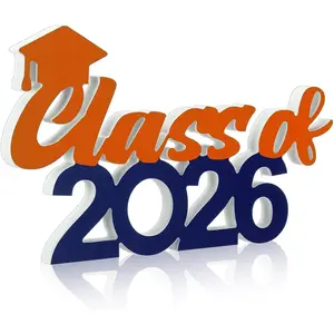 Class of 2026 Sign Graduation Party Decorations Grad Photo Booth Prop Graduation Table Centerpieces for Senior Night College High School Party Supplies Blue and Orange