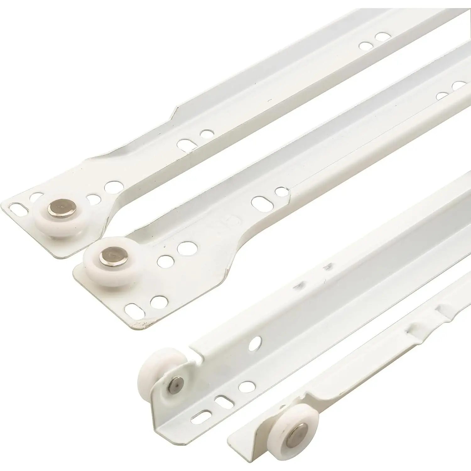R 7211 Drawer Slide Kit – Replace Drawer Track Hardware – Self-Closing Design –Fits Most Bottom/ Side-Mounted Drawer Systems –17-3/4 In. Steel Tracks, Plastic Wheels, White (1 Pair) | Gray, Single Pack