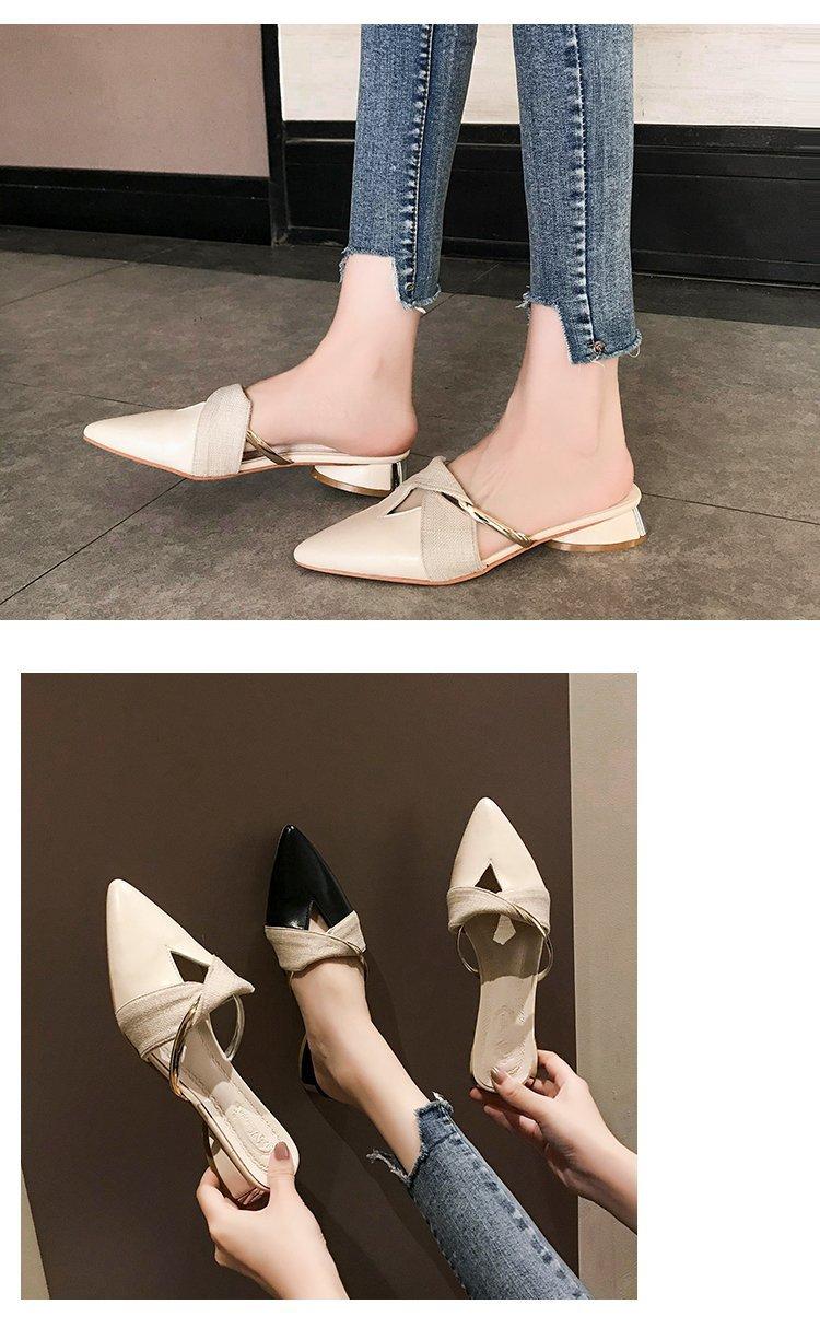 2025 New Women's Closed-Toe Mule Shoes, Fashionable Summer Slip-On Casual Flats, Low Heel Outdoor Slides