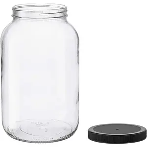 1 Gallon Glass Jar Wide Mouth with Black Plastic Lid - USDA, BPA-Free, Made in the USA - for Fermenting, Storing, Canning, and Much More!