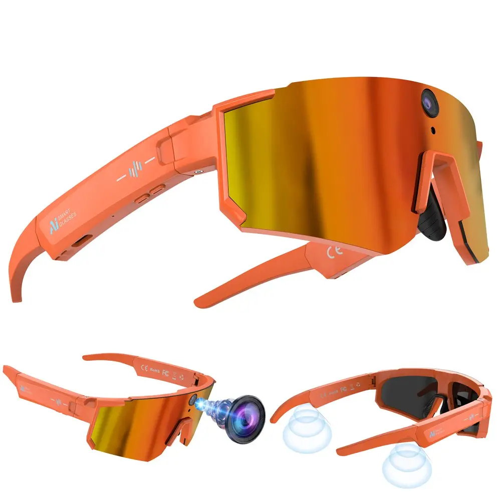 Bluetooth Sport Smart Sunglasses with Camera,8MP Anti-Shake Camera, First Person Photo and Video Shooting ,One Click Recording, 290Mah Battery ,AI Real Time Translation,Music Playback, Bluetooth Calling