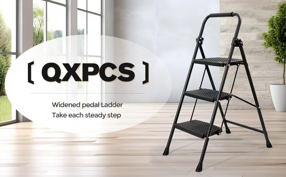 Step Ladder 3 Step Folding Step Stool for Adults 500lbs Capacity Sturdy Step Stool with Anti-Slip Pedals Perfect for & (3-Step)