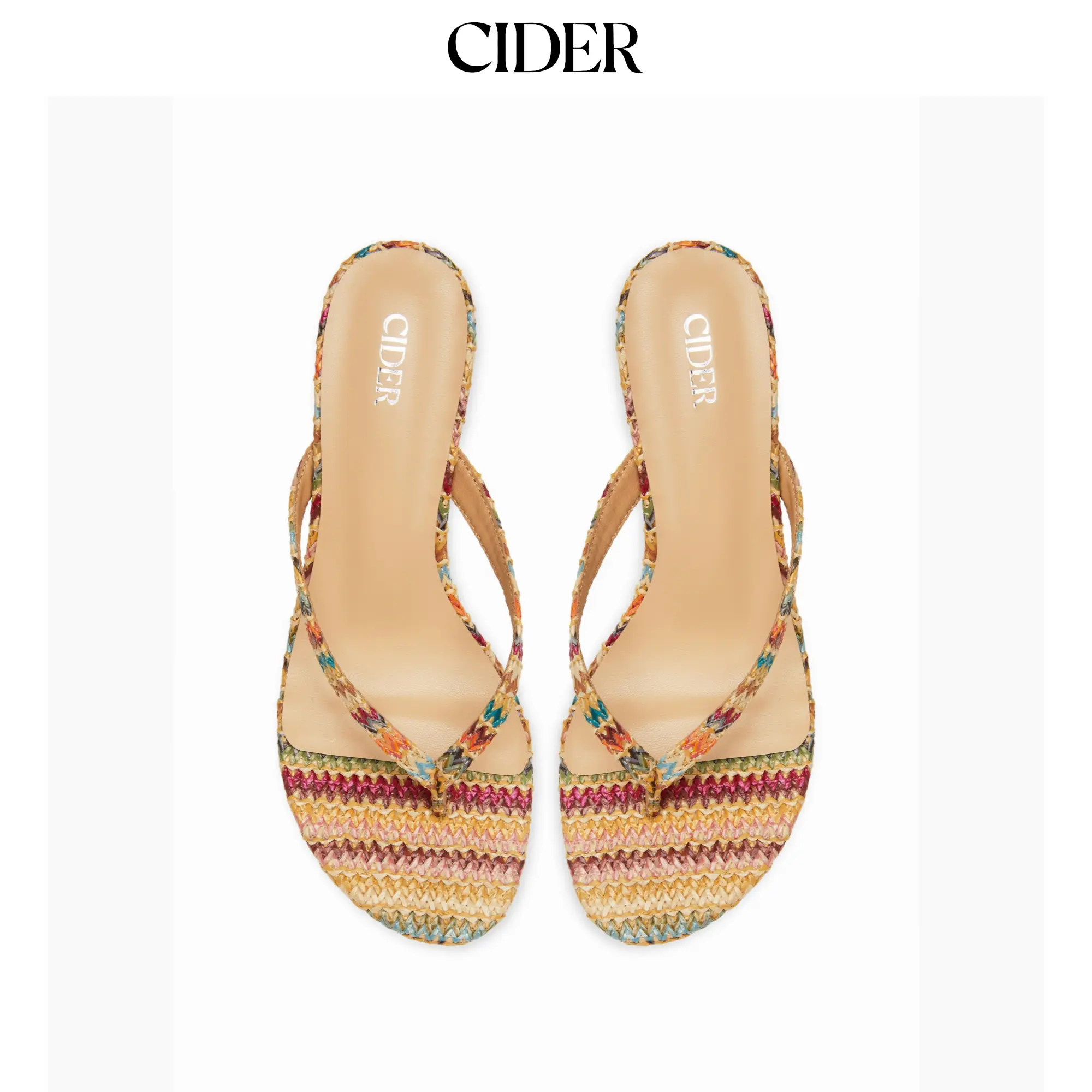 Cider WOVEN FLIP-FLOP KITTEN HEELED SANDALS SohoChic
