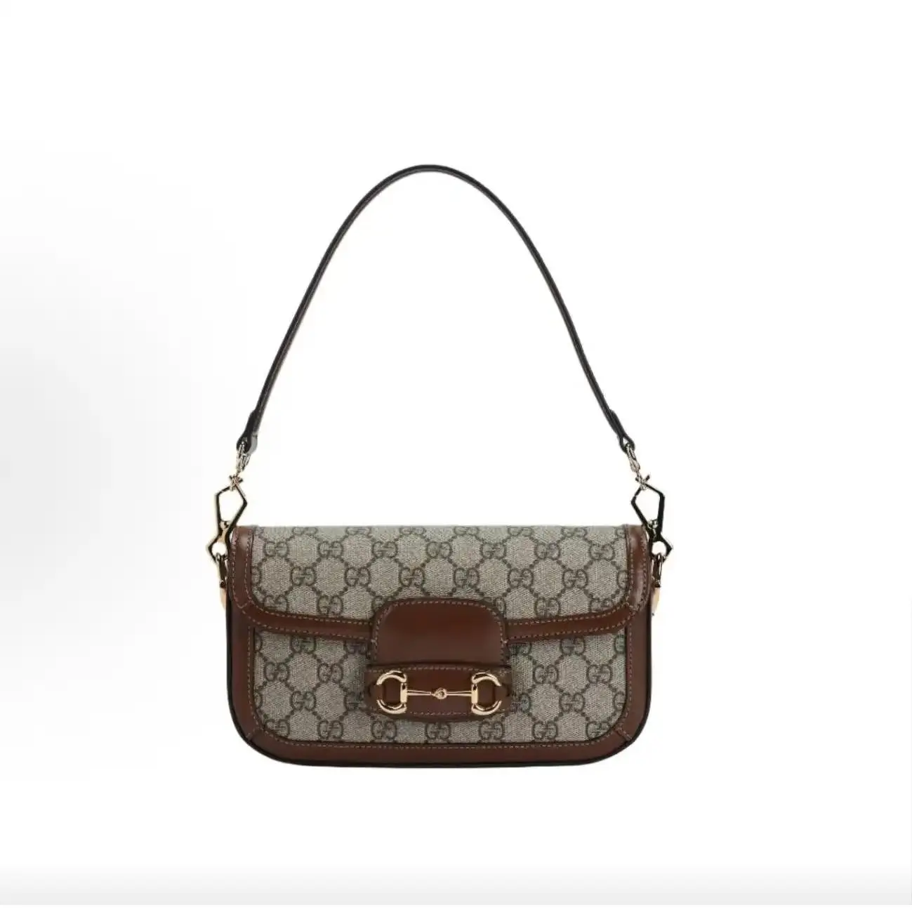 Pre-owned GUCCI Horsebit 1955 Gold Tone Horsebit Chain Baguette Shoulder Bag Women's