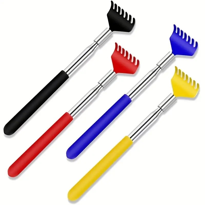 Extendable Claw Back Scratcher, Portable Stainless Steel Telescoping TPR Rubber Grip Back Scratchers for Whole Body, No Battery Required, Body Care