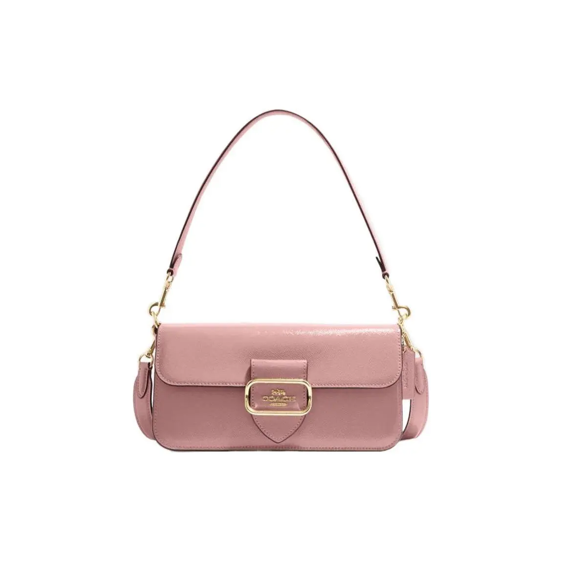 COACH Morgan 27 Snap-Fold Crossgrain Leather Patent Handbag for Women, Pink