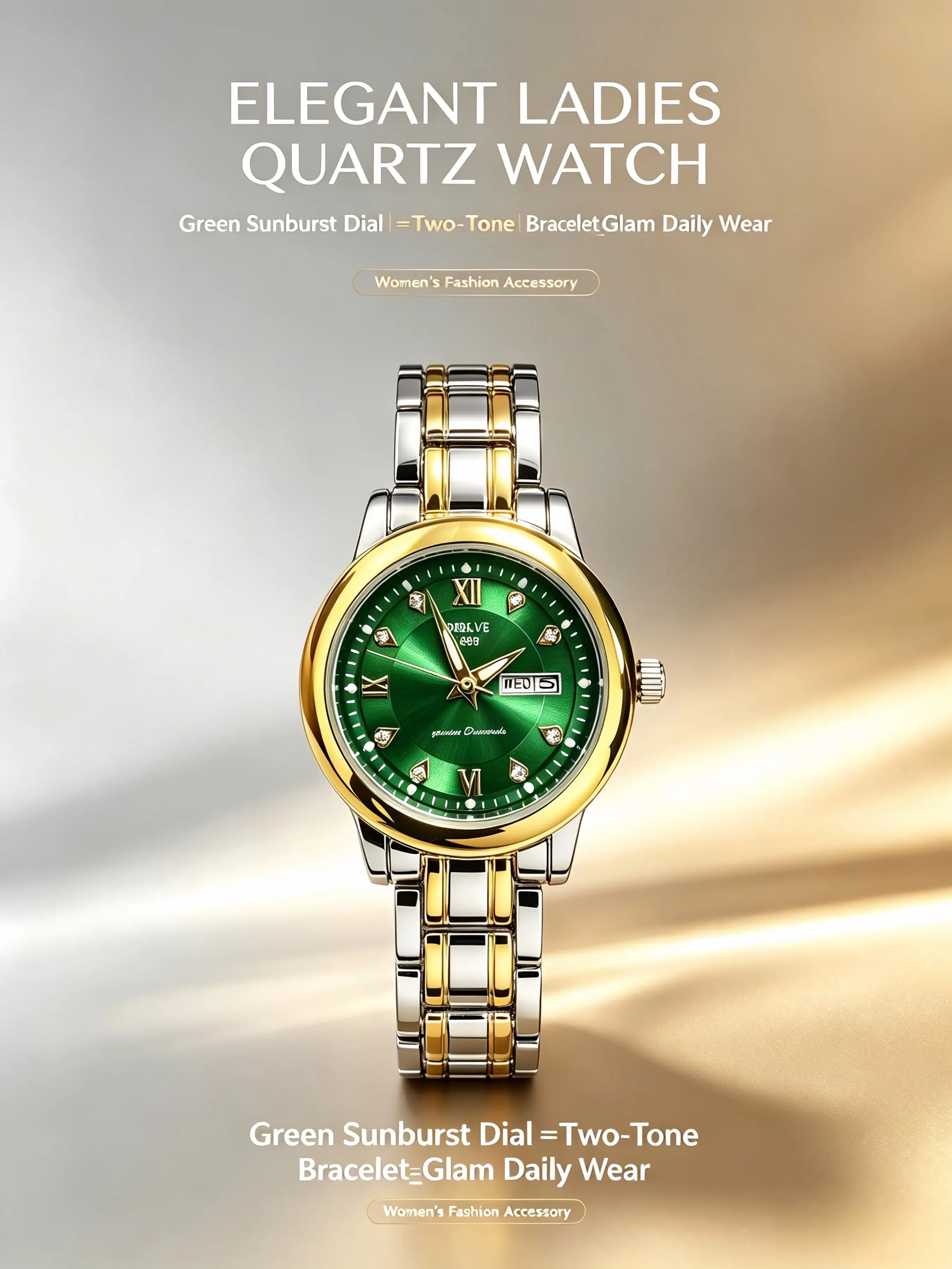 Women's Quartz Watch, Elegant Round Case with Rhinestone Dial, Perfect for Daily Wear, Anniversary, Christmas Gift