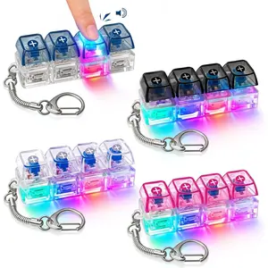 4PCS Light Up Keyboard Fidget Toy, 4-Key LED Keyboard Fidget Clicker Keychain with RGB Lights, Portable Mechanical-Style Sensory Desk Toy for Adults and Teensfidget toys